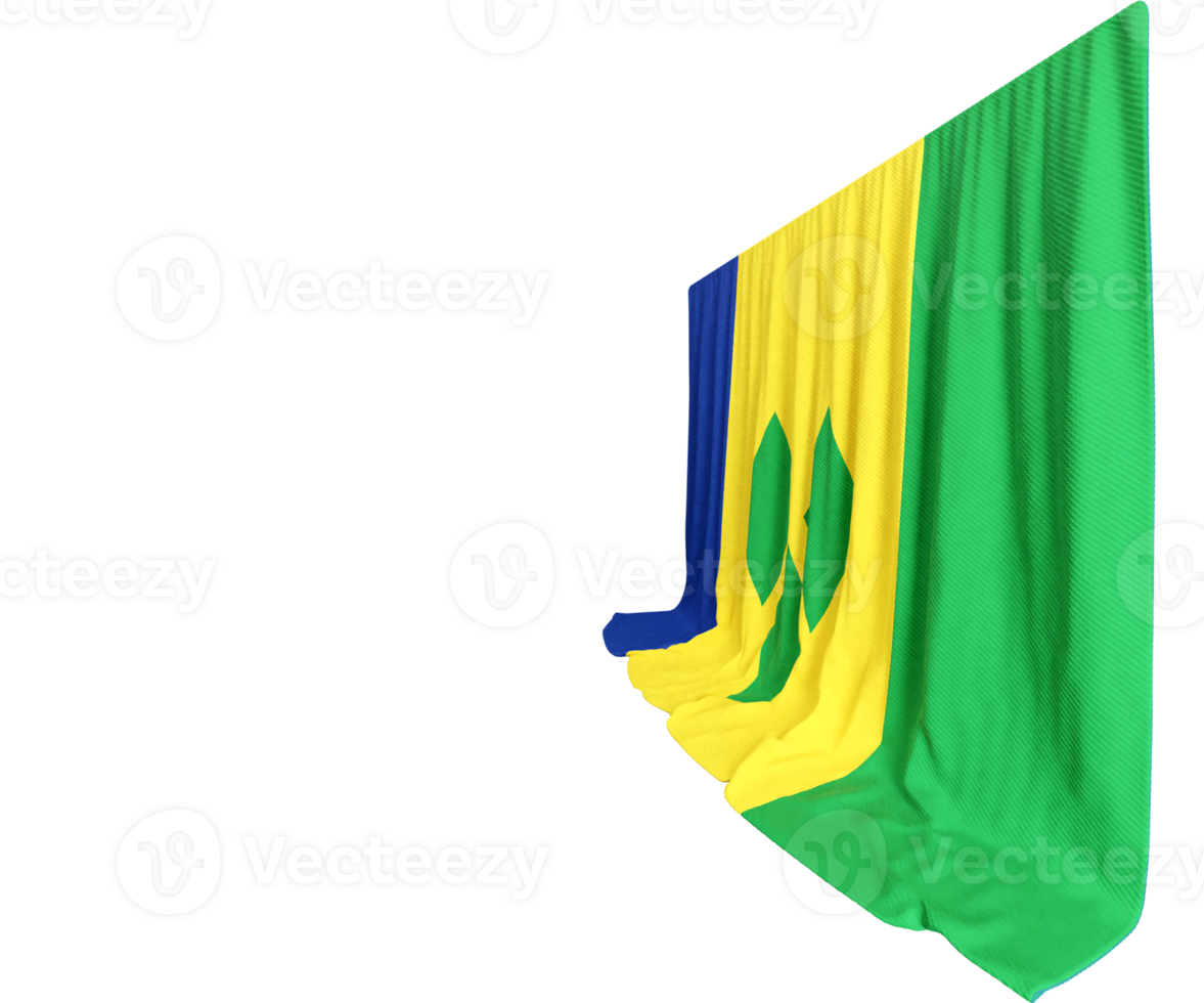 Heilige Vincent und das Grenadinen Flagge Vorhang im 3d Rendern namens Flagge von Heilige Vincent und das Grenadinen png