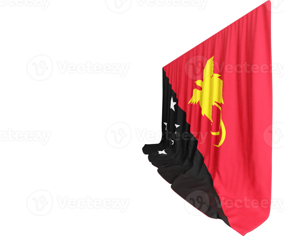 Papua New Guinea Flag Curtain in 3D Rendering called Flag of Papua New Guinea png