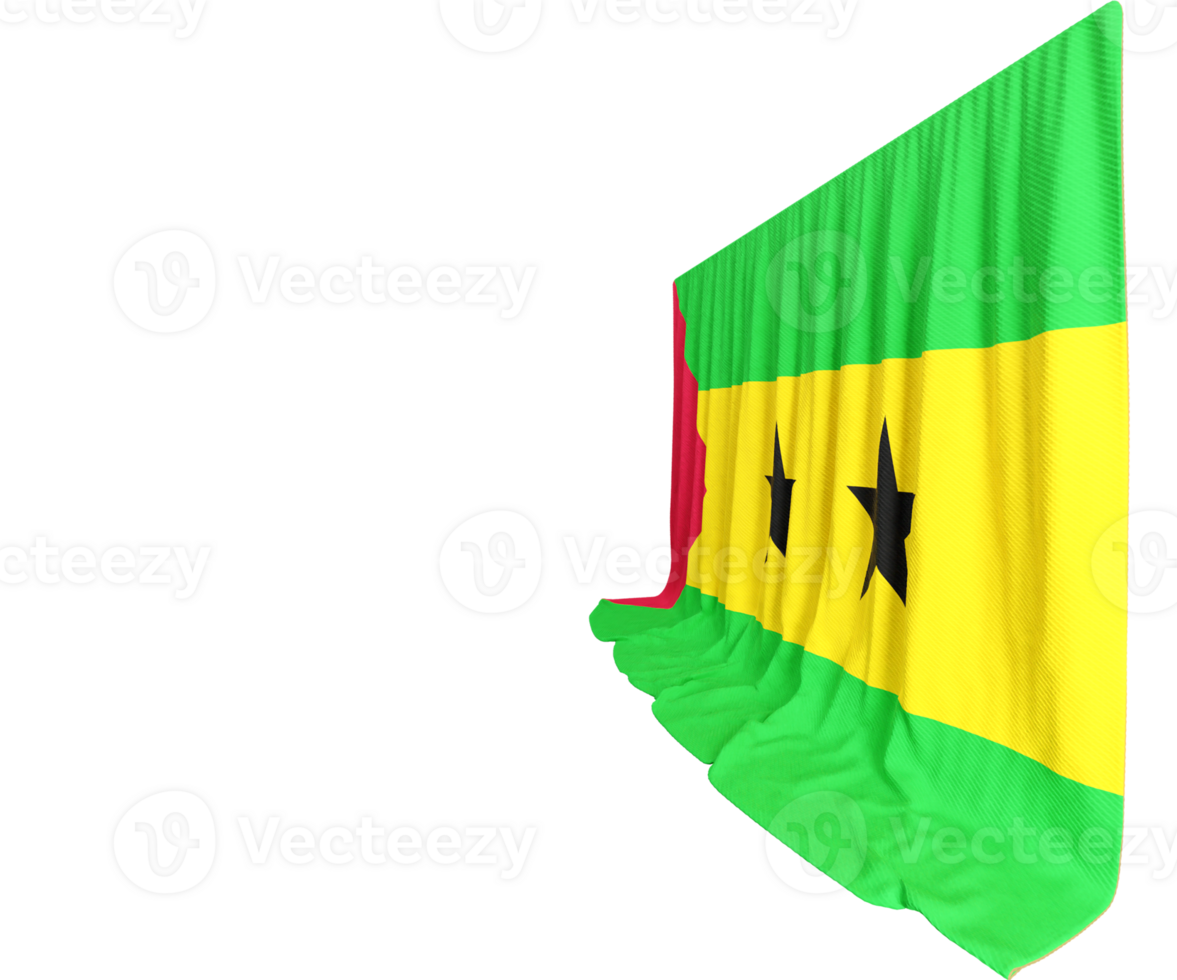 Sao Tome and Principe Flag Curtain in 3D Rendering called Flag of Sao Tome and Principe png