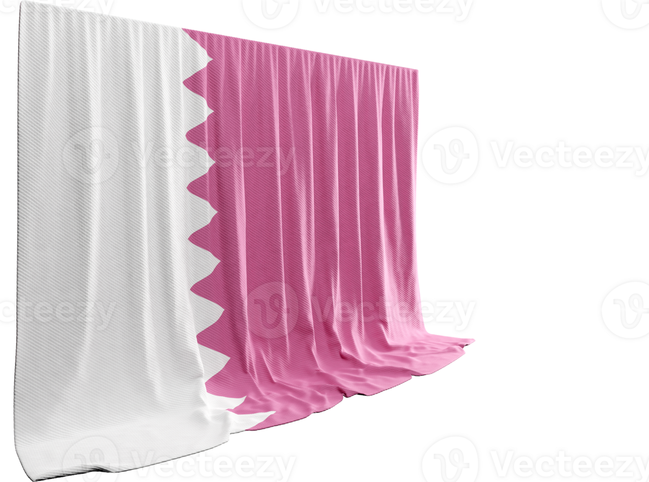 Qatar Flag Curtain in 3D Rendering called Flag of Qatar png