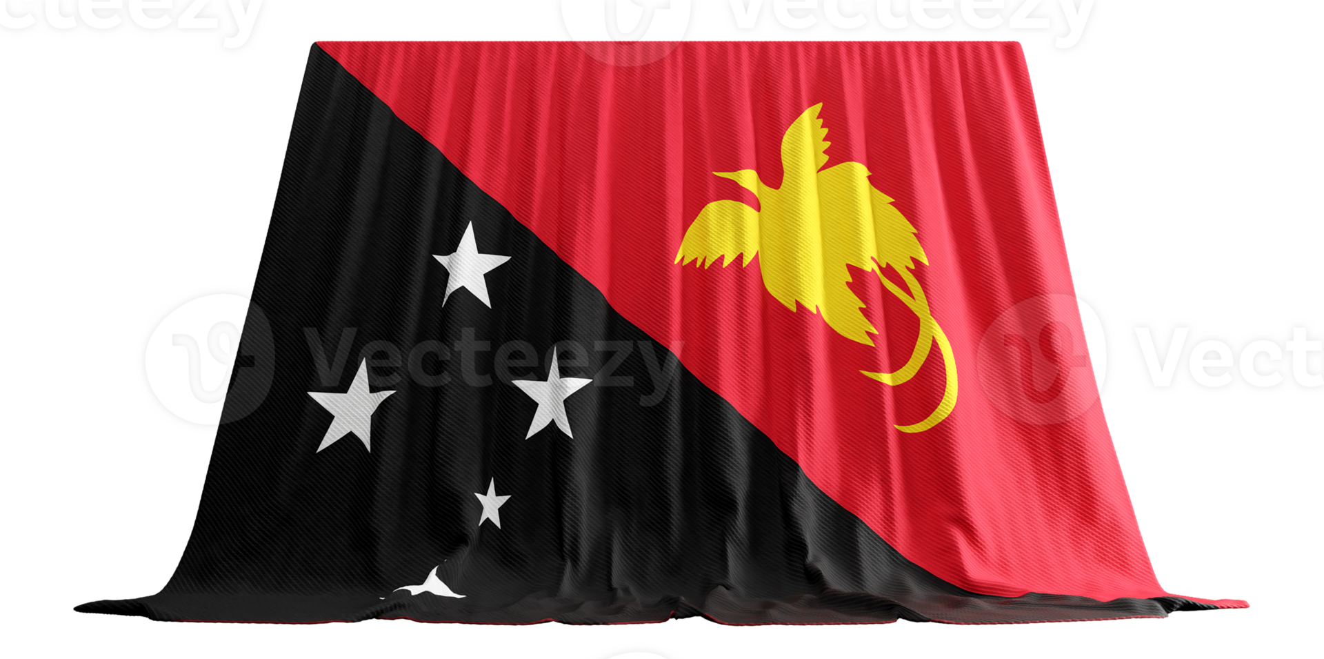 papua Novo Guiné bandeira cortina dentro 3d Renderização chamado bandeira do papua Novo Guiné png