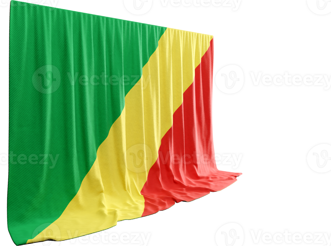 Republic of Congo Flag Curtain in 3D Rendering called Flag of Republic of Congo png