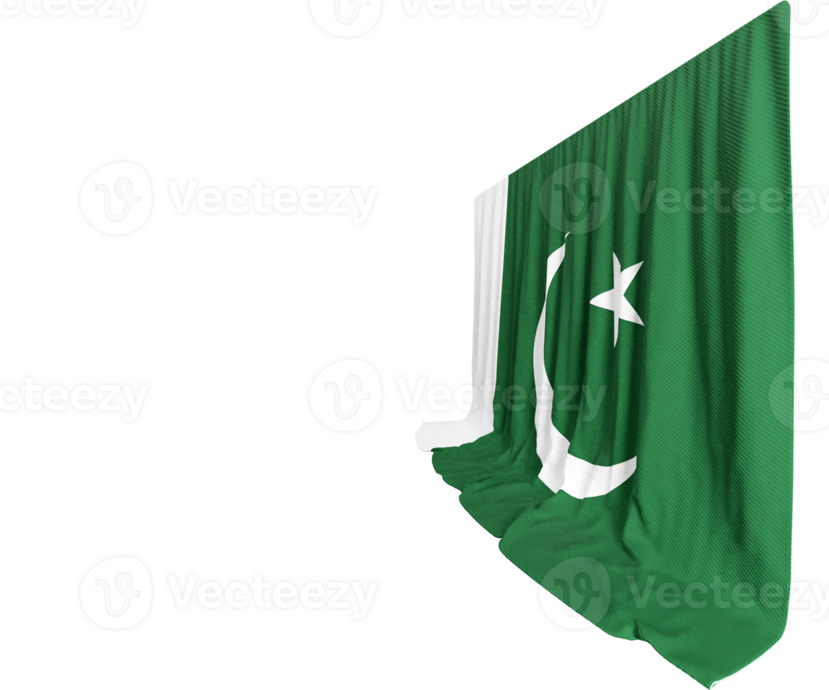 Pakistan Flag Curtain in 3D Rendering called Flag of Pakistan png