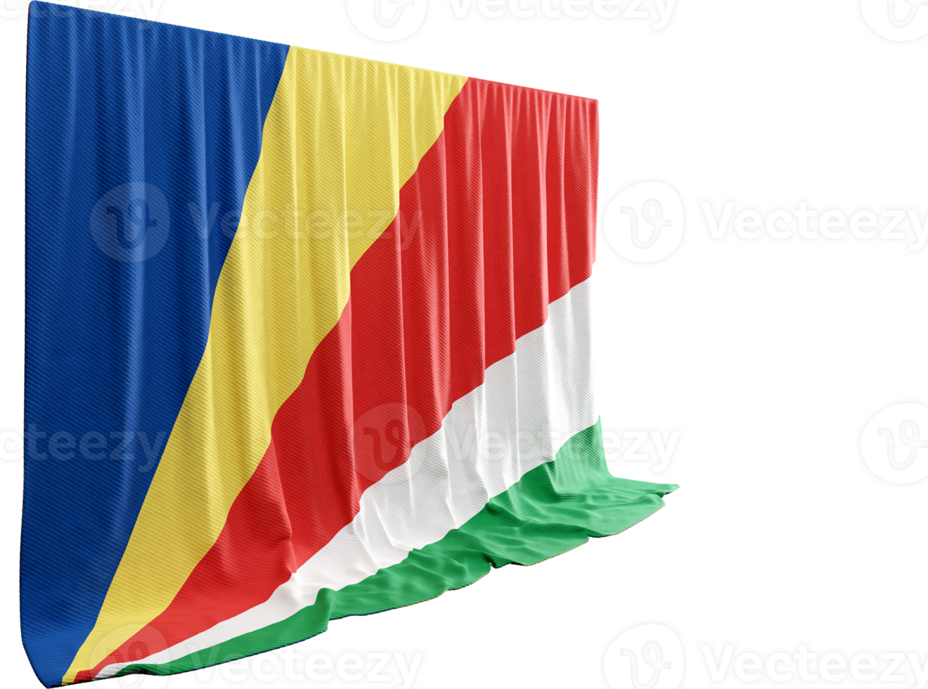 Seychelles Flag Curtain in 3D Rendering called Flag of Seychelles png