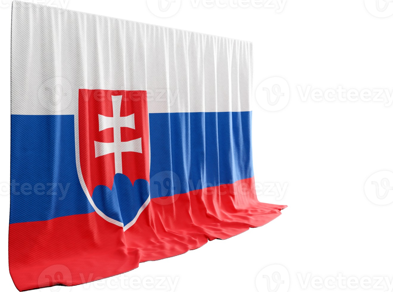 Slovakia Flag Curtain in 3D Rendering called Flag of Slovakia png