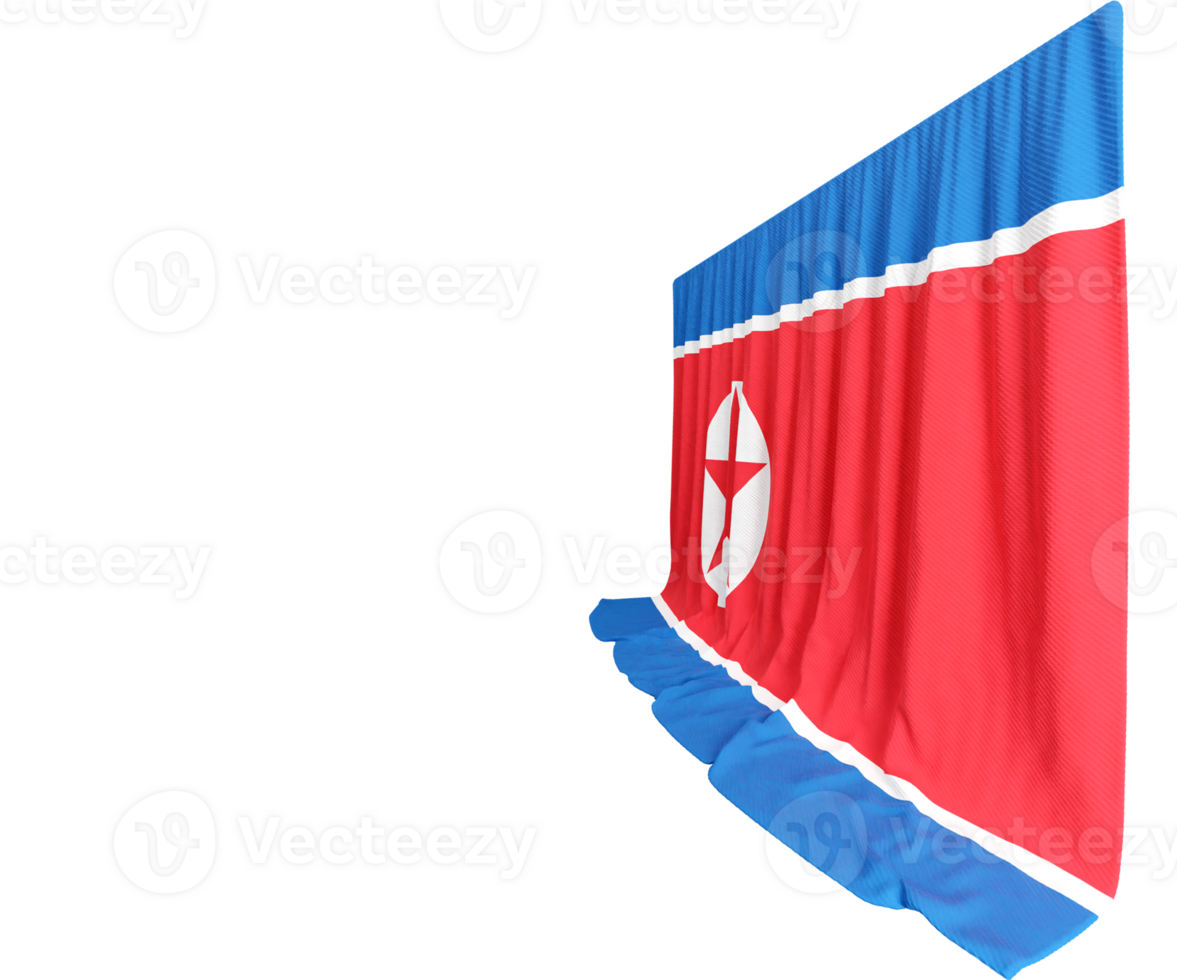 North Korea Flag Curtain in 3D Rendering called Flag of North Korea png