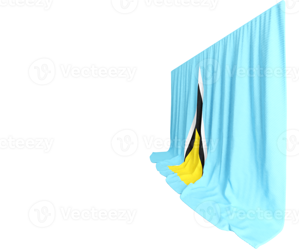 Saint Lucia Flag Curtain in 3D Rendering called Flag of Saint Lucia png