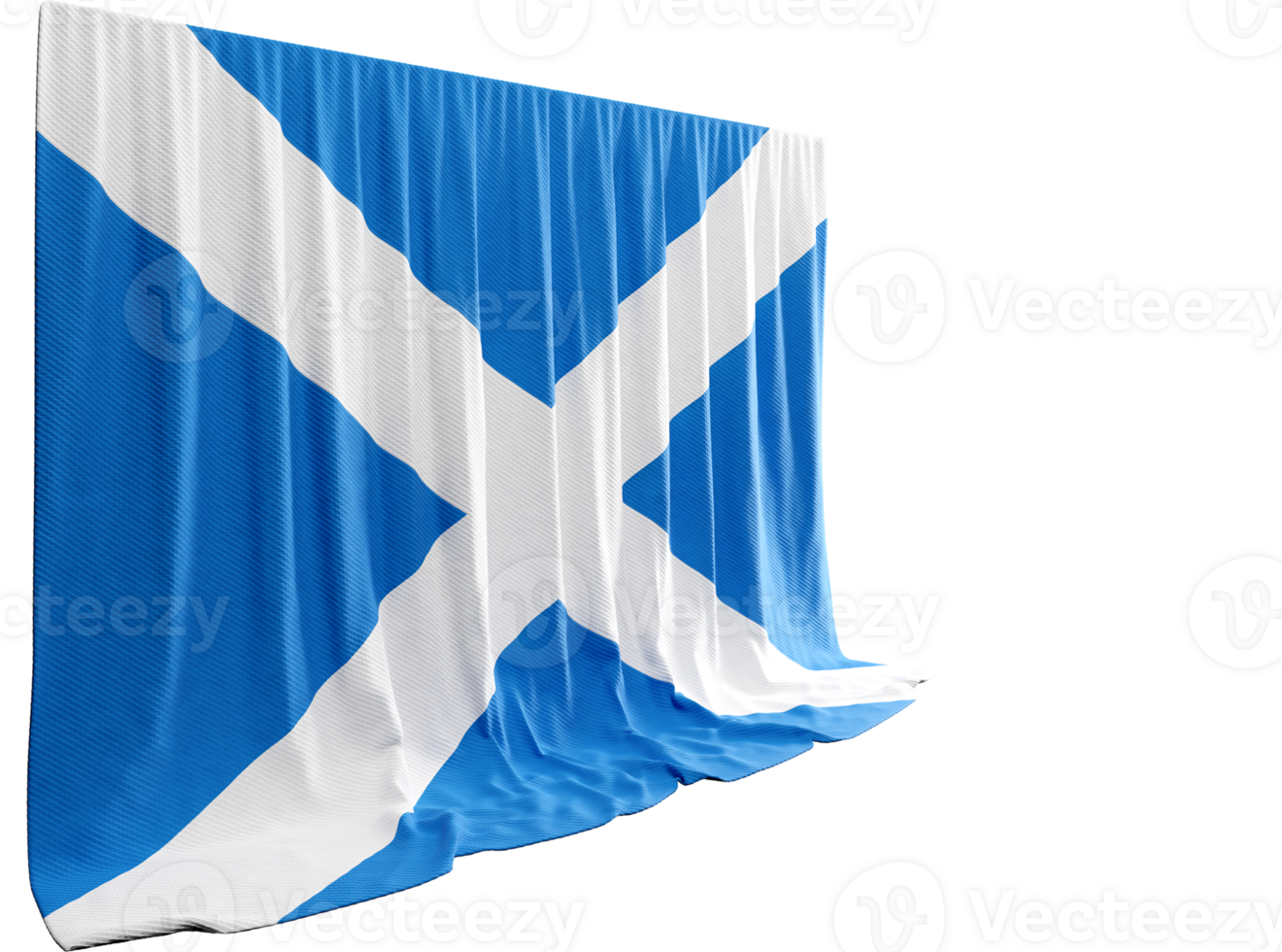 Scotland Flag Curtain in 3D Rendering called Flag of Scotland png