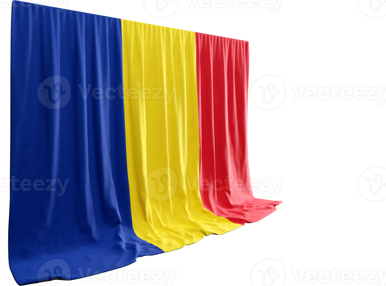 Romania Flag Curtain in 3D Rendering called Flag of Romania png