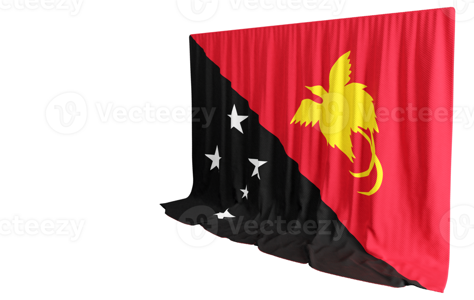 Papua New Guinea Flag Curtain in 3D Rendering called Flag of Papua New Guinea png