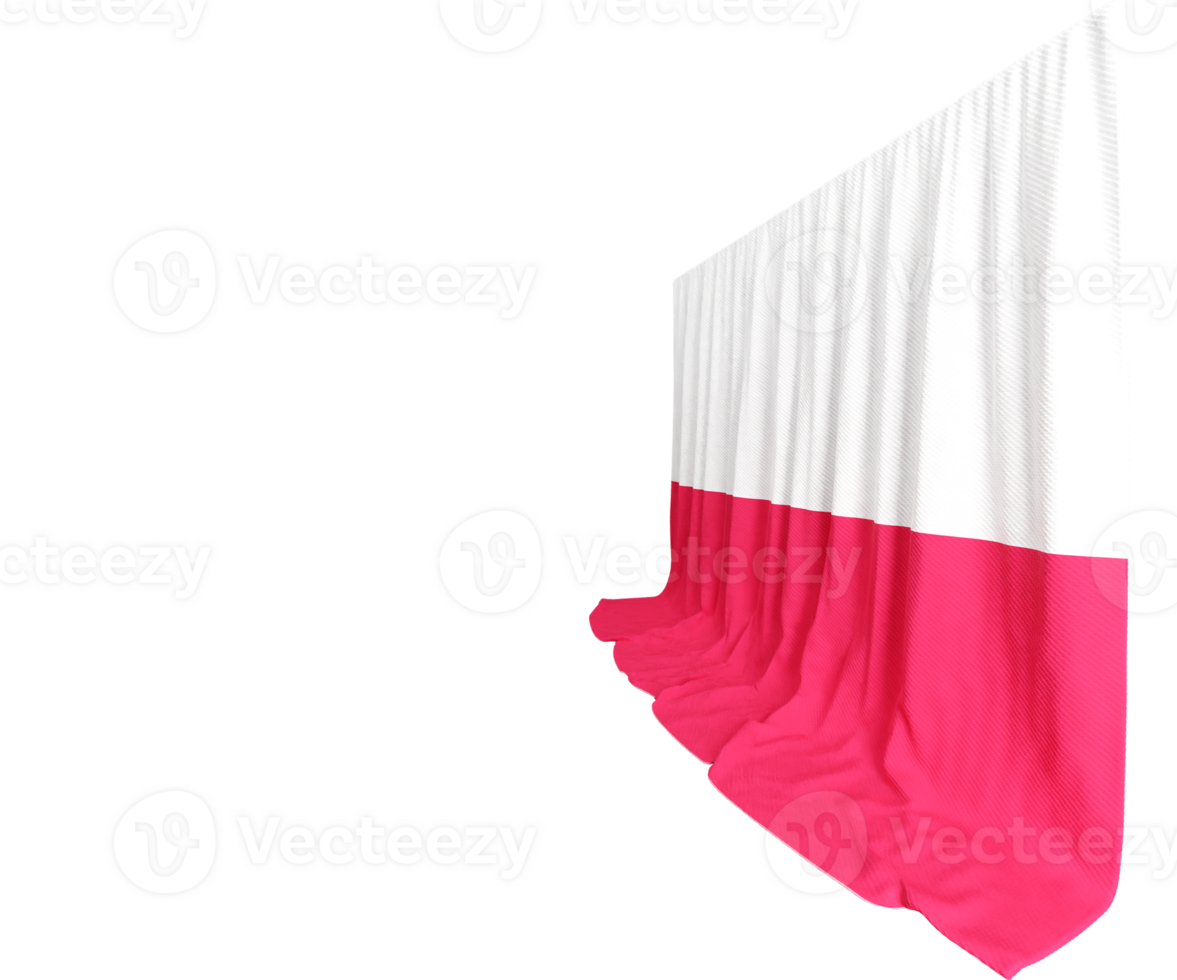 Poland Flag Curtain in 3D Rendering called Flag of Poland png