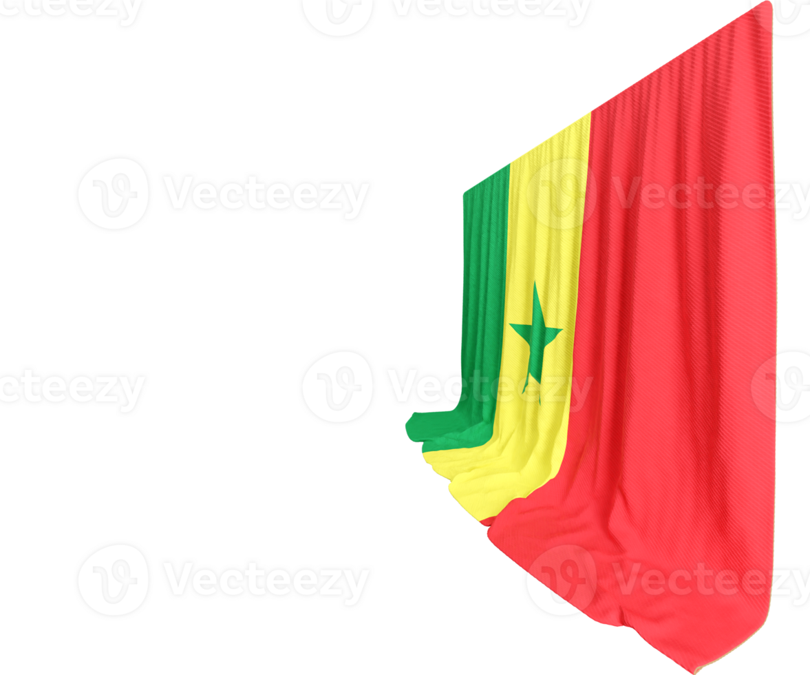Senegal Flag Curtain in 3D Rendering called Flag of Senegal png