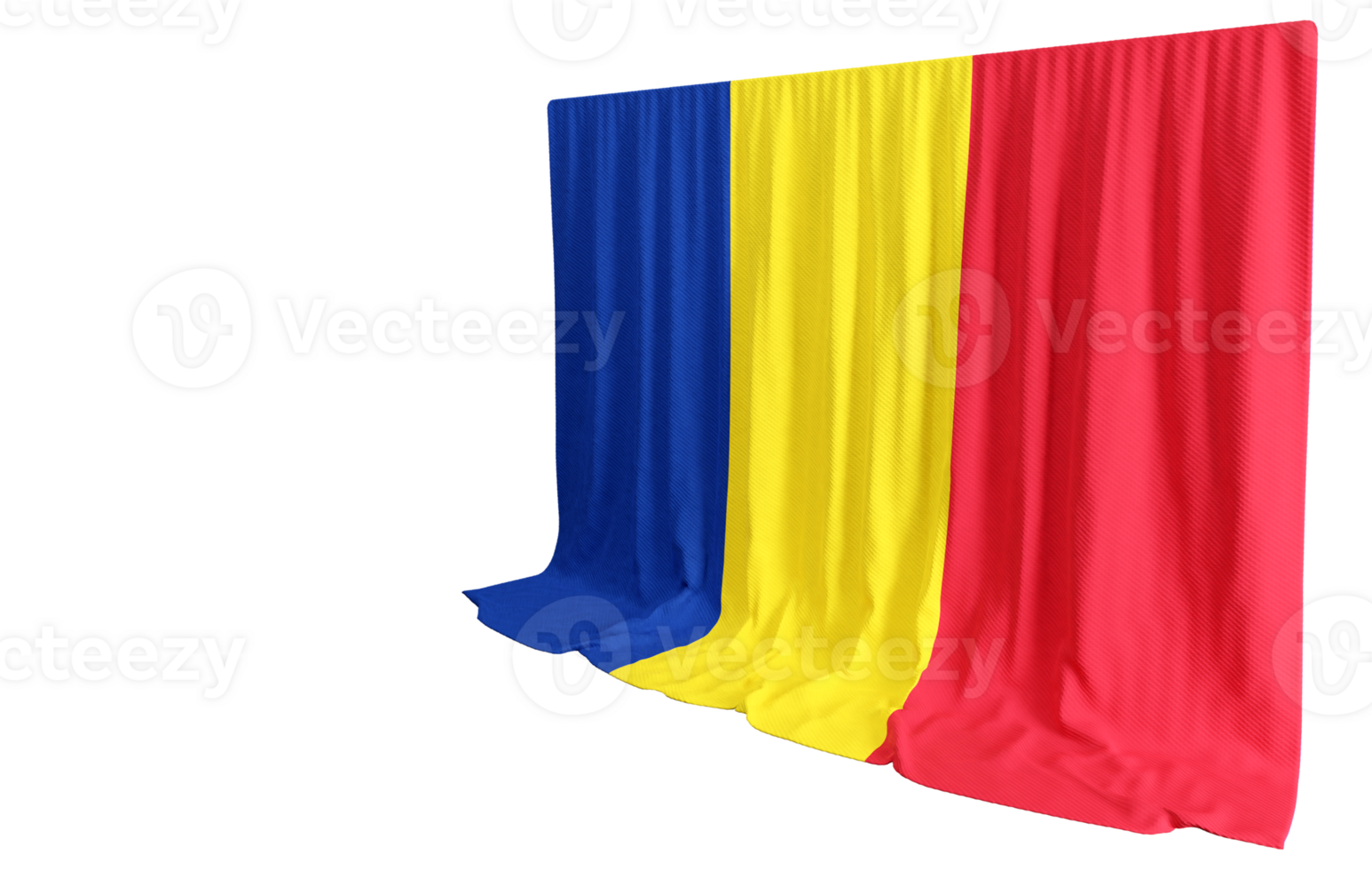 Romania Flag Curtain in 3D Rendering called Flag of Romania png