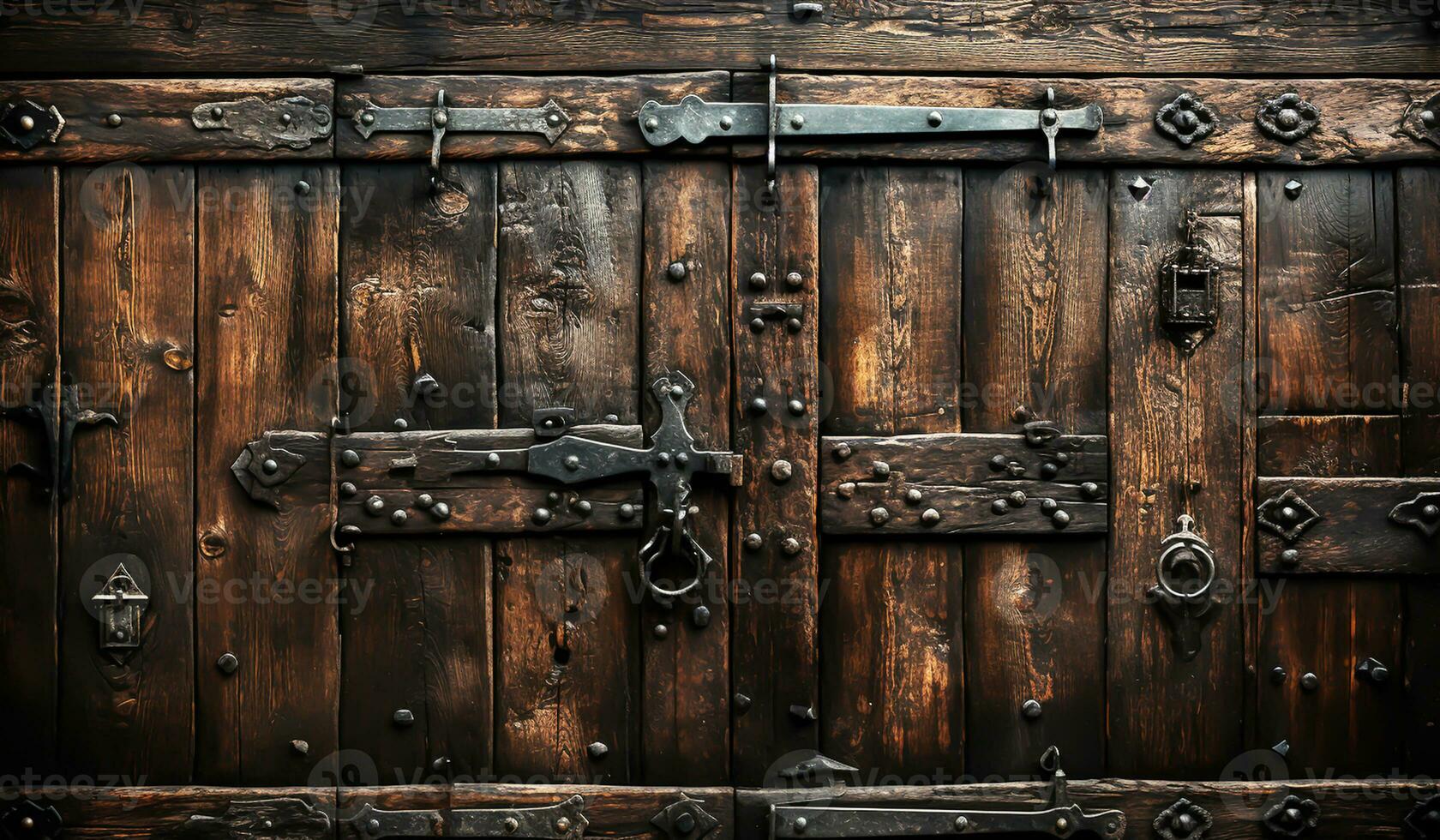 Vintage old wood gate. AI generated photo