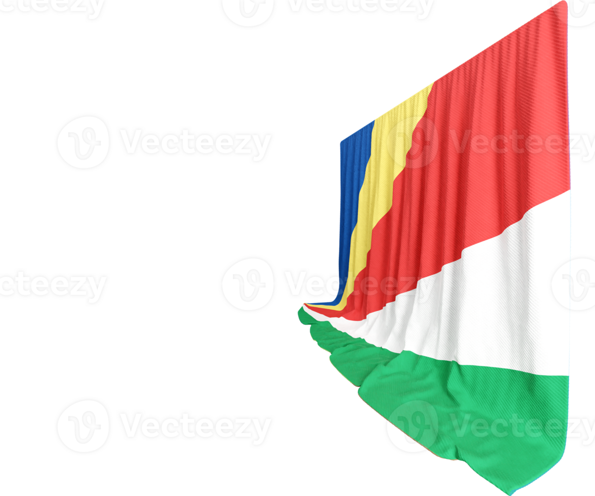 Seychelles Flag Curtain in 3D Rendering called Flag of Seychelles png