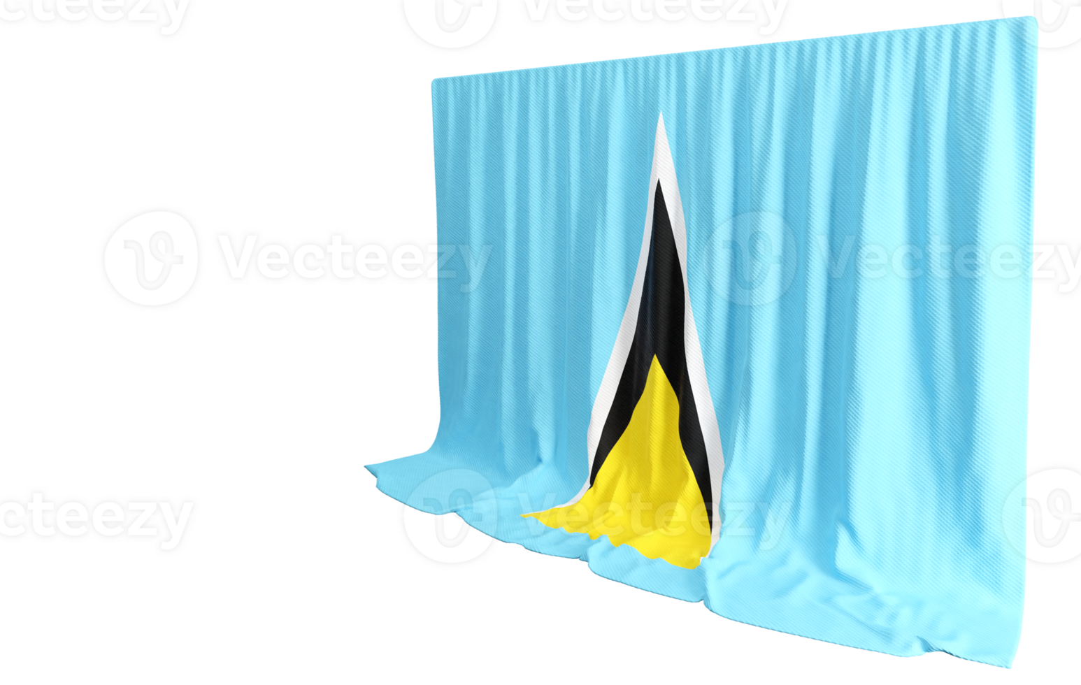 Saint Lucia Flag Curtain in 3D Rendering called Flag of Saint Lucia png