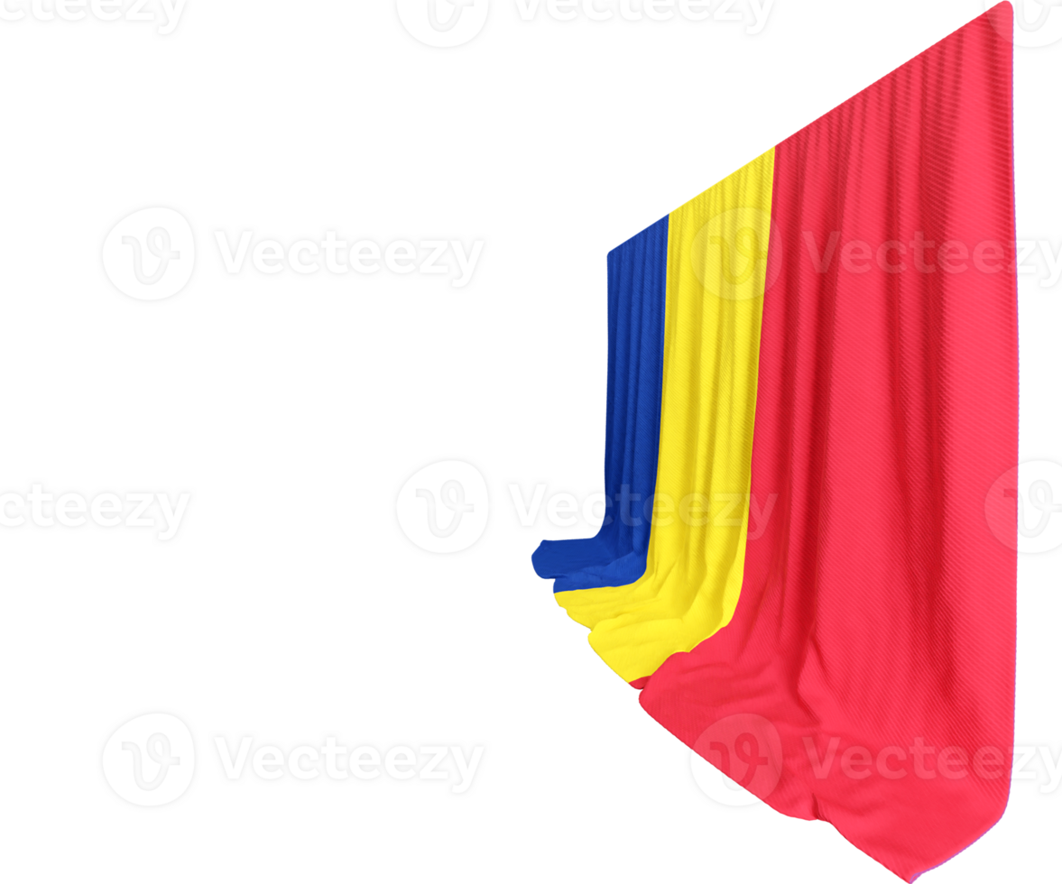 Romania Flag Curtain in 3D Rendering called Flag of Romania png