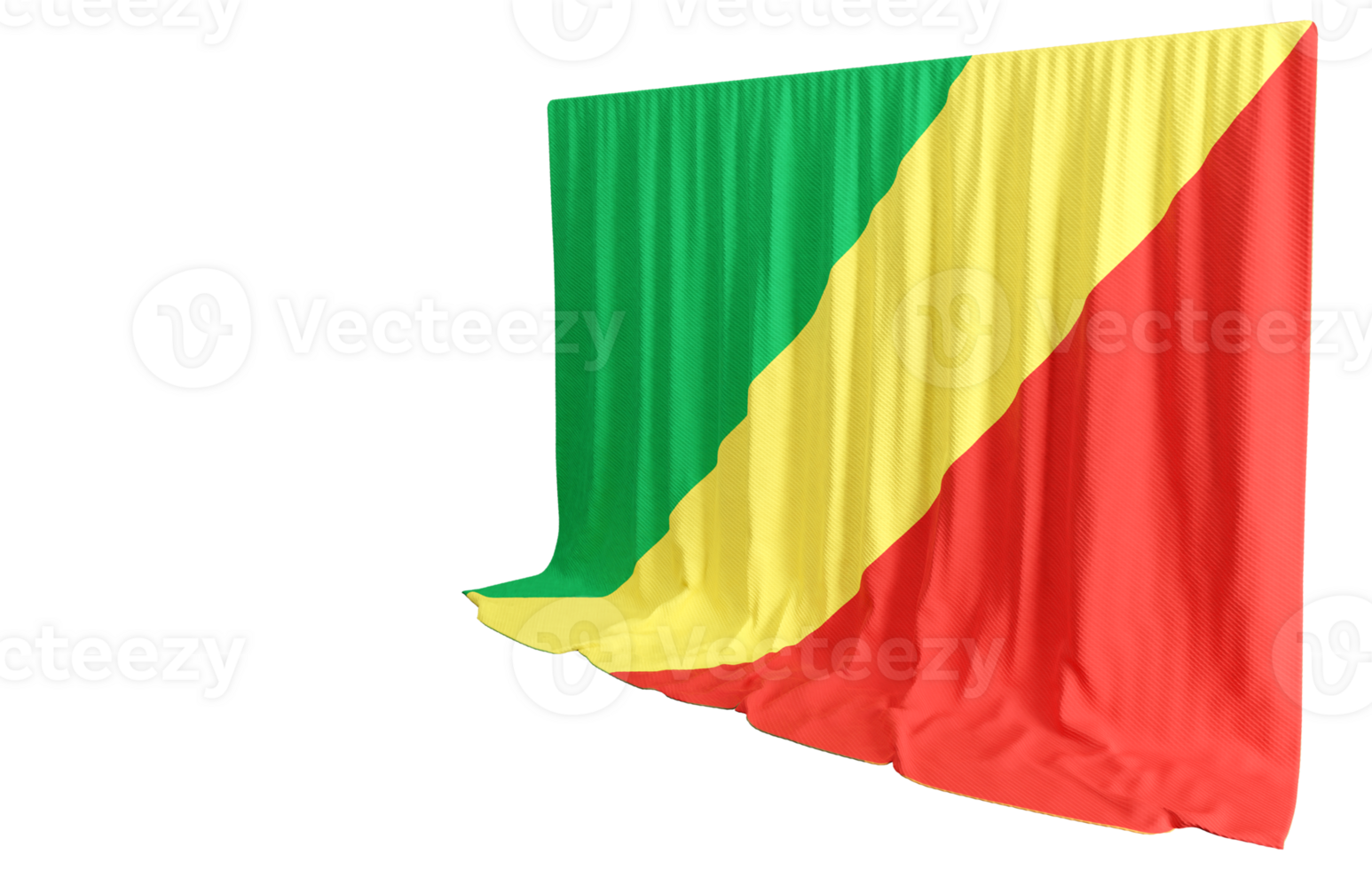 Republic of Congo Flag Curtain in 3D Rendering called Flag of Republic of Congo png