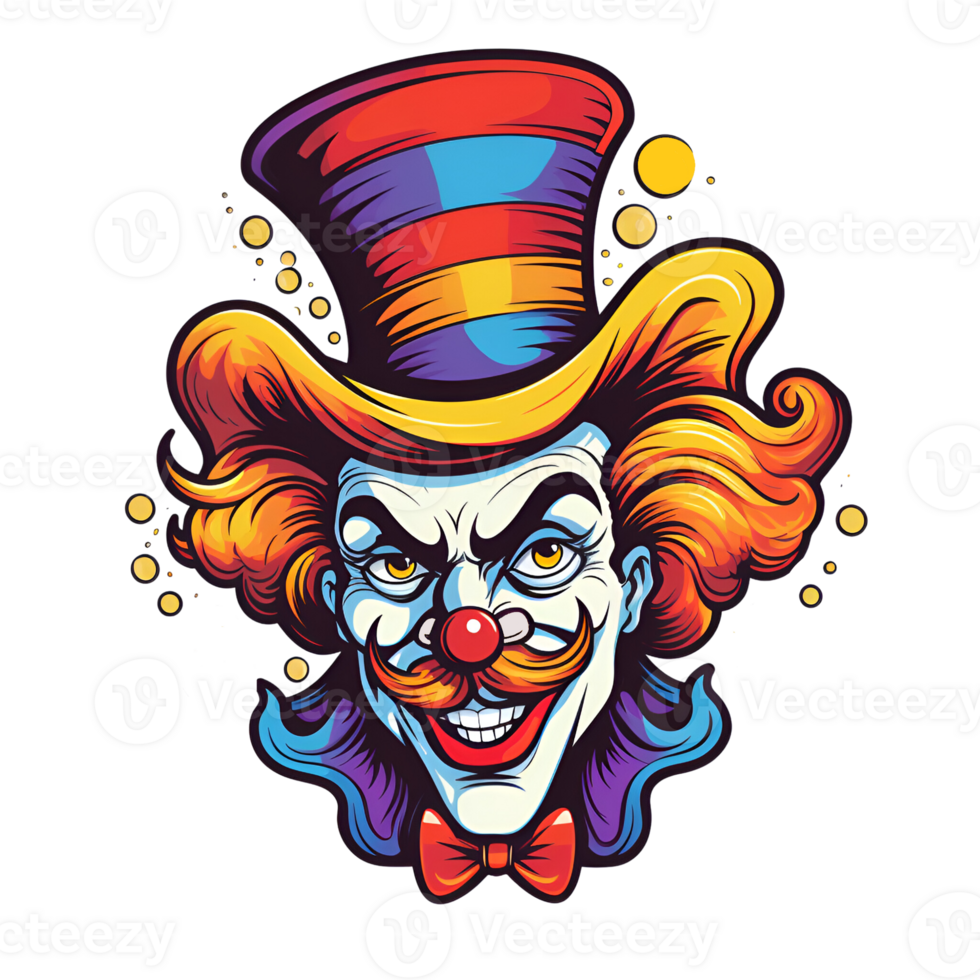 Cartoon Style Artistic Clown Joker Painting Drawing No Background Applicable to any Context Perfect for Print on Demand Merchandise AI Generative png