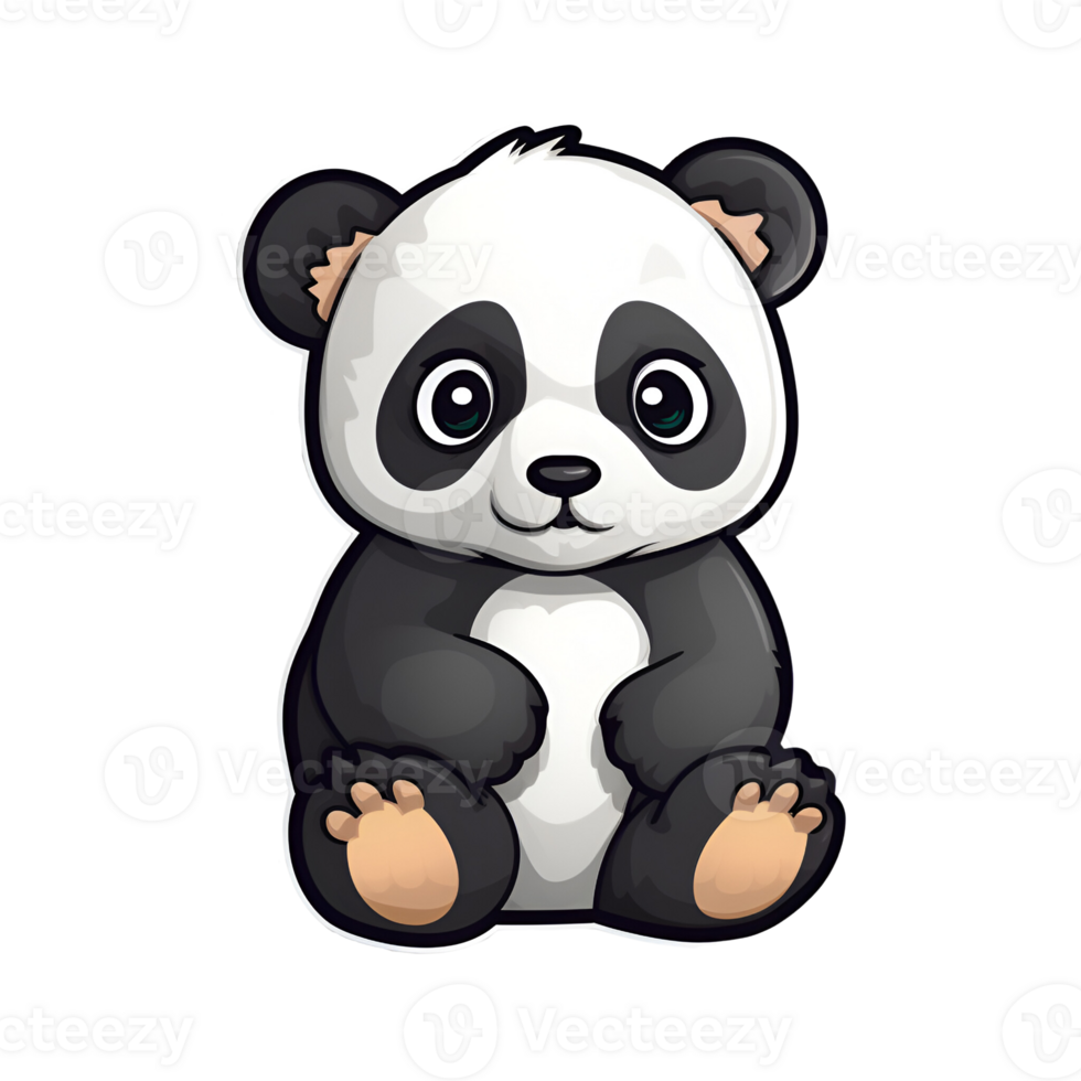 Cartoon Style Cute Panda Baby Panda No Background Perfect for Print on Demand Merchandise AI Generative png