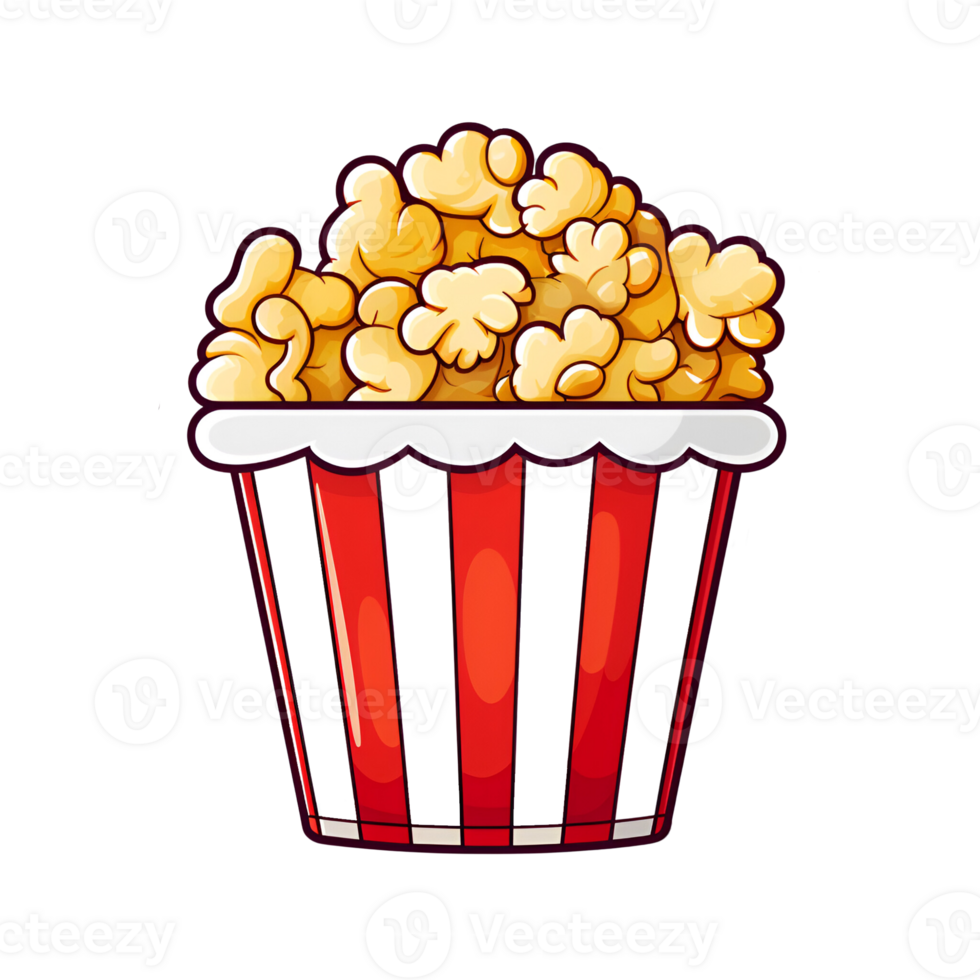 Cartoon Style Popcorn No Background Applicable to any Context Perfect for Print on Demand Merchandise AI Generative png