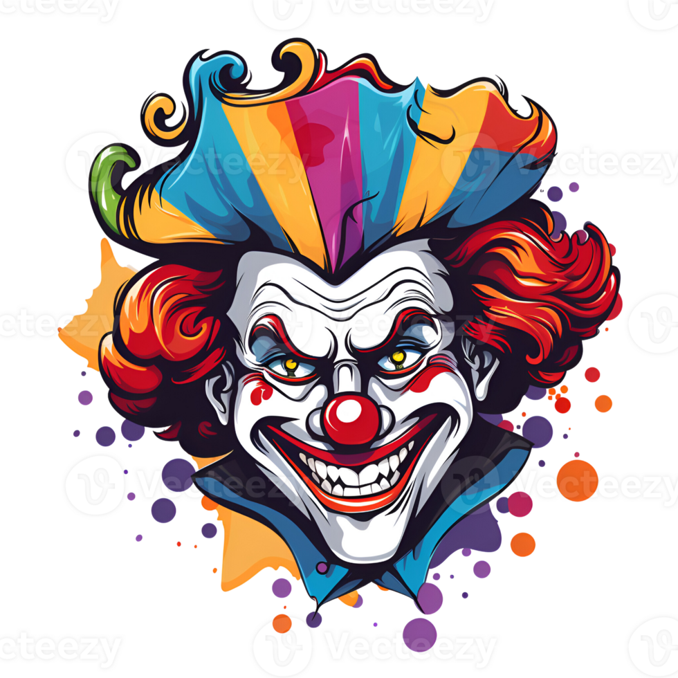 Cartoon Style Artistic Clown Joker Painting Drawing No Background Applicable to any Context Perfect for Print on Demand Merchandise AI Generative png