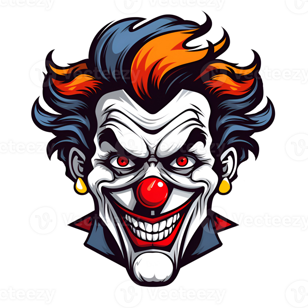 Cartoon Style Artistic Clown Joker Painting Drawing No Background Applicable to any Context Perfect for Print on Demand Merchandise AI Generative png