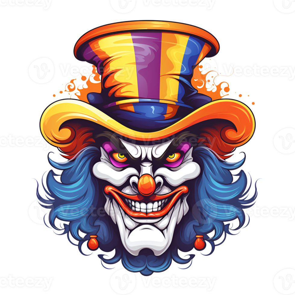 Cartoon Style Artistic Clown Joker Painting Drawing No Background Applicable to any Context Perfect for Print on Demand Merchandise AI Generative png