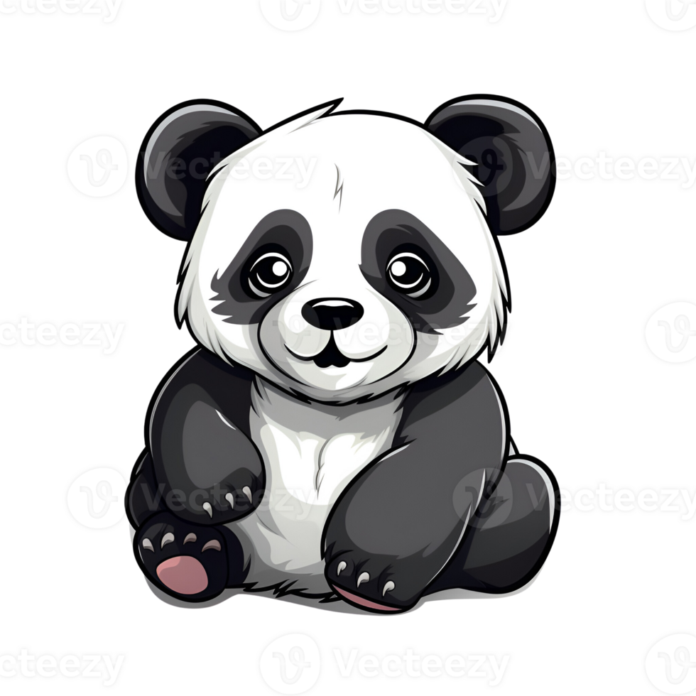 Cartoon Style Cute Panda Baby Panda No Background Perfect for Print on Demand Merchandise AI Generative png