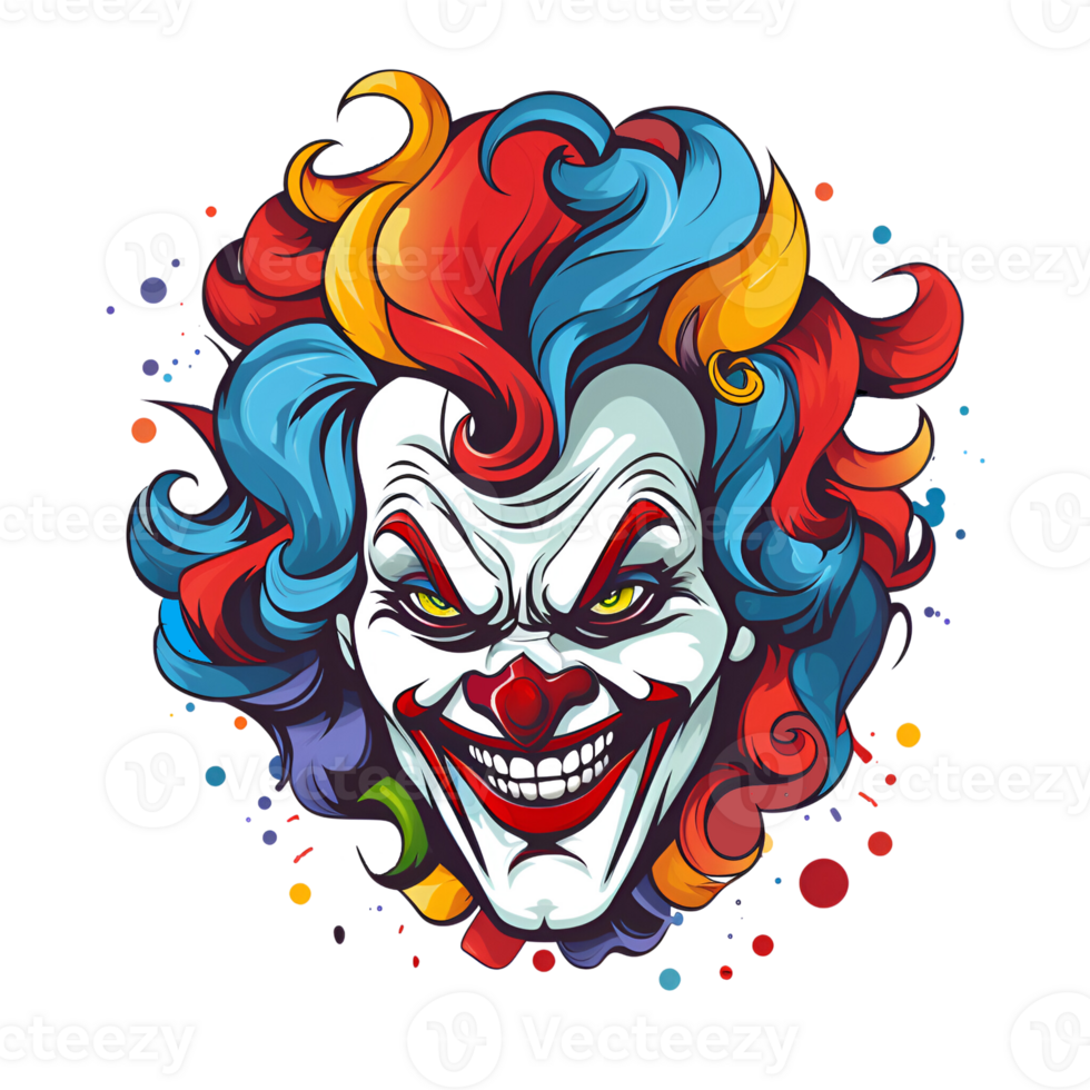 Cartoon Style Artistic Clown Joker Painting Drawing No Background Applicable to any Context Perfect for Print on Demand Merchandise AI Generative png