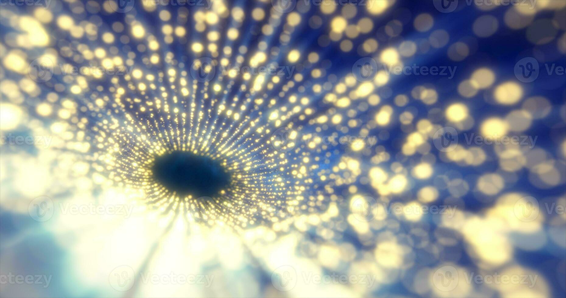 Funnel of yellow energy particles in the form of a tunnel glowing bright abstract background photo