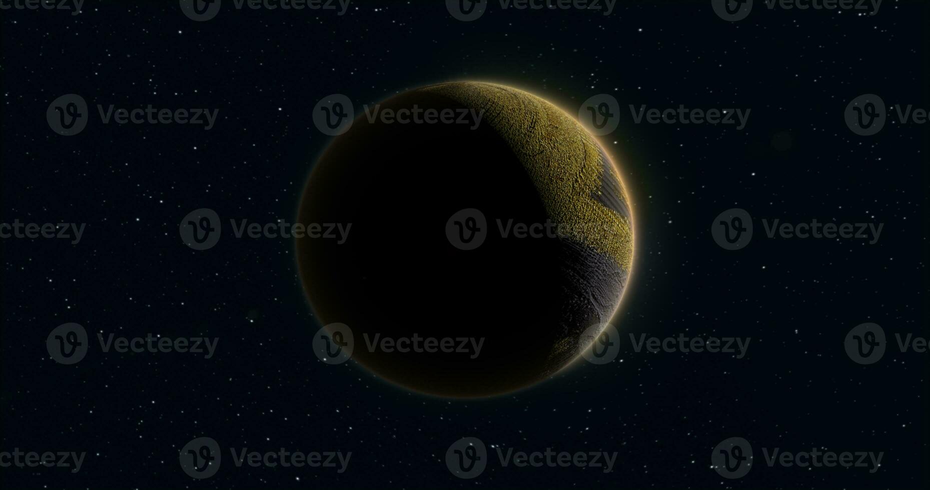 Abstract realistic futuristic planet round sphere against the background of stars in space photo