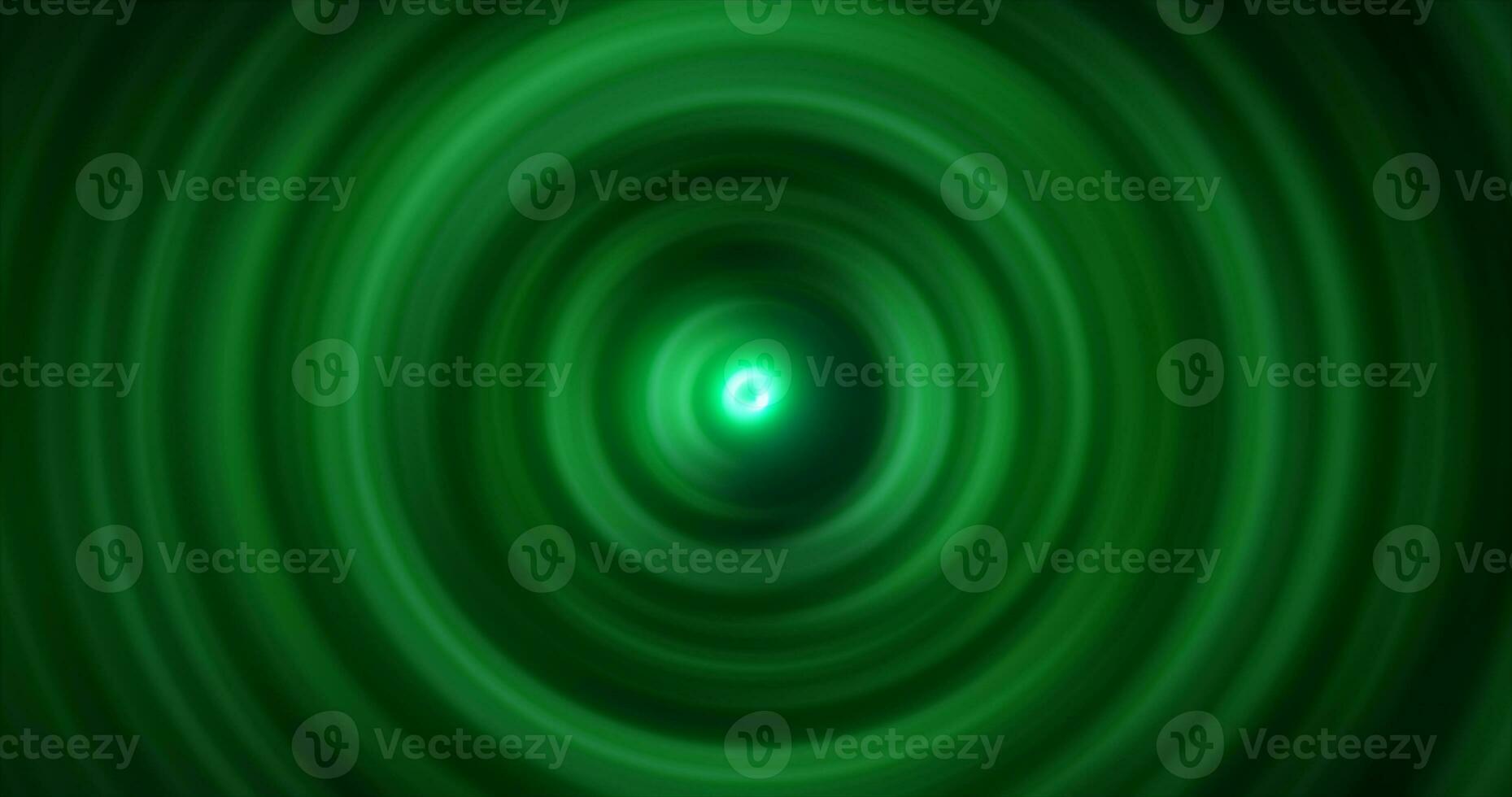 Abstract background of bright green glowing energy magic radial circles of spiral tunnels made of lines photo