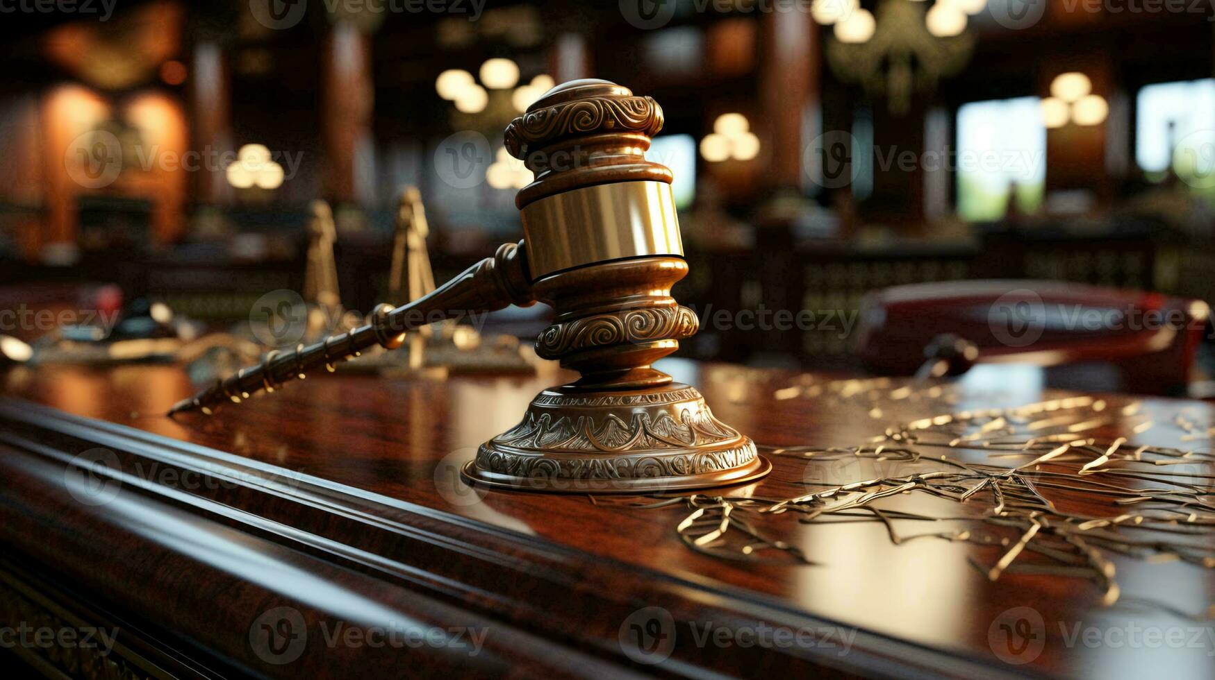 Judge gavel on the table. The concept of justice and corruption photo