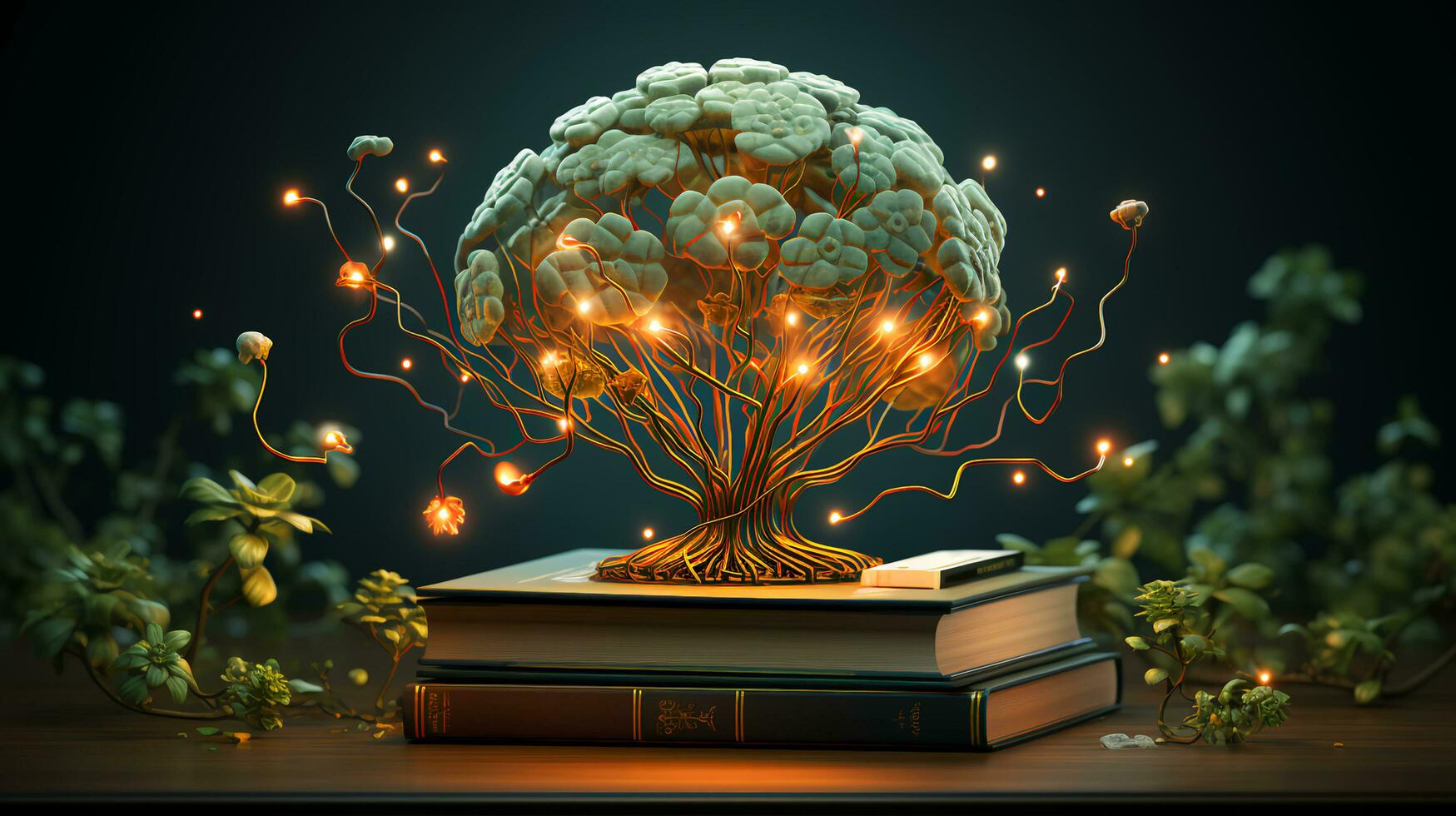Abstract tree growing from a book. Mental training and education concept photo