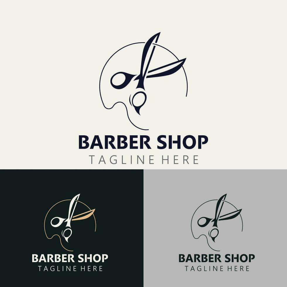 Barbero logo diseño cortar con tijeras icono modelo. moderno sencillo diseño. peluquería herramientas y peluquería. vector ilustración