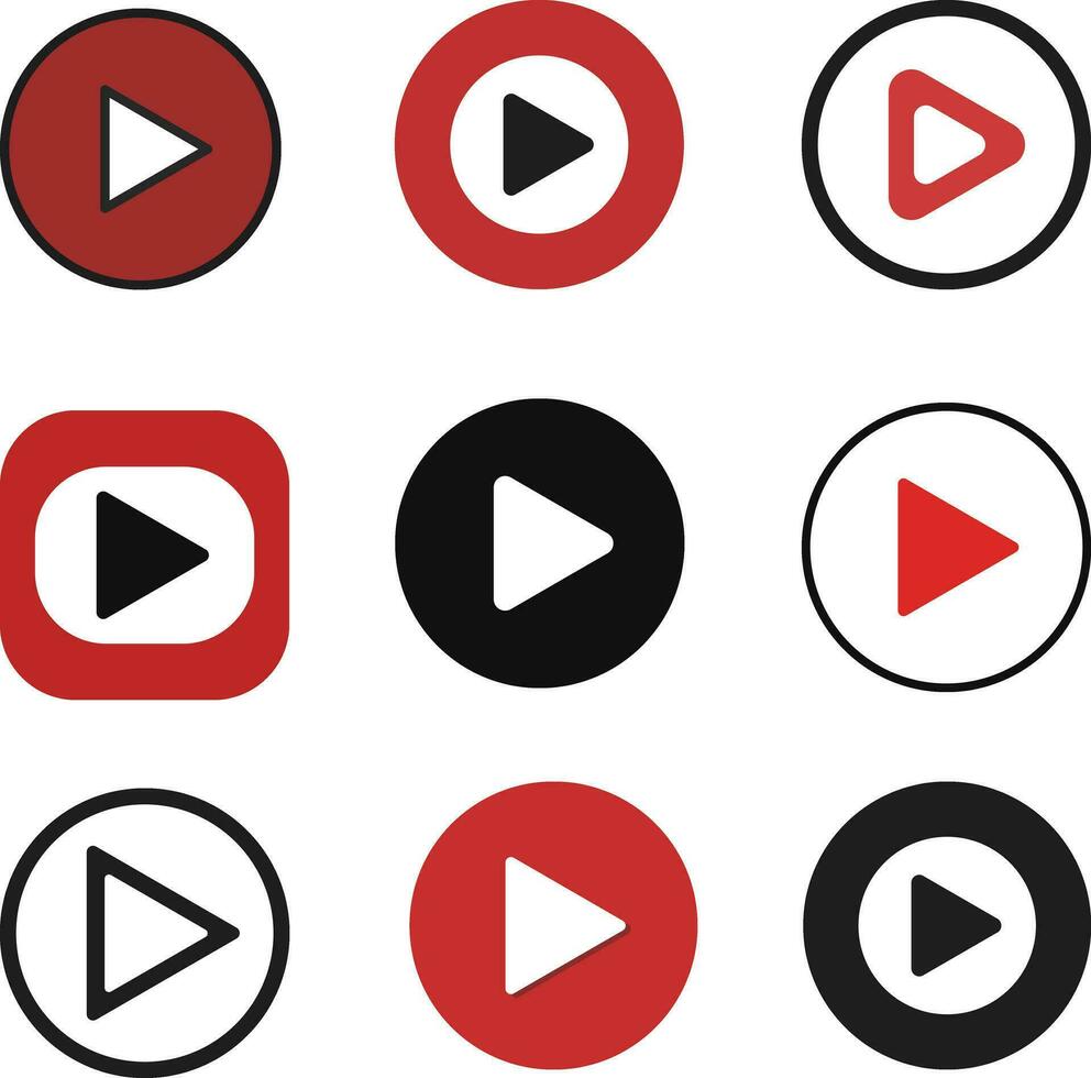 Set of modern video play button icon vector