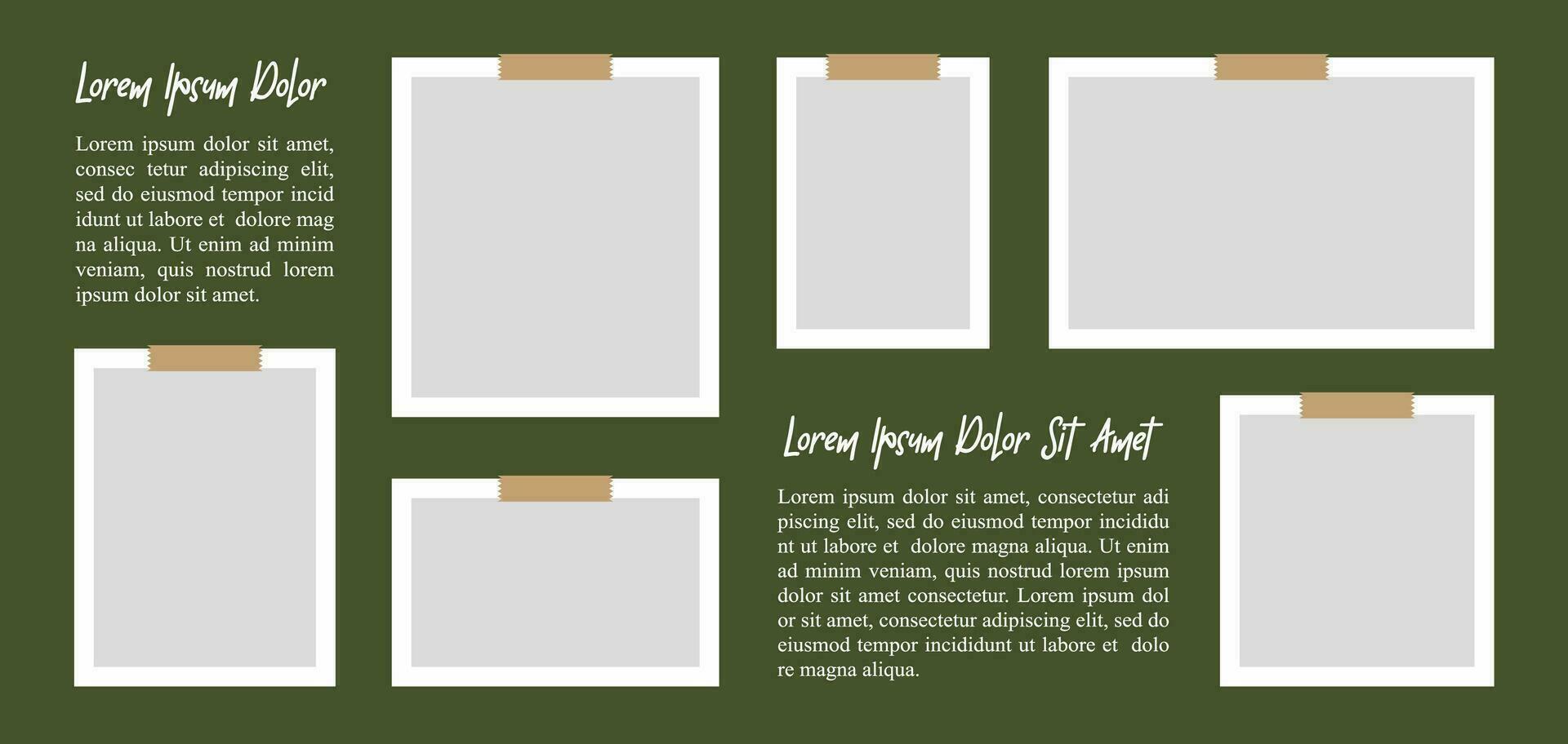 Pictures or photos frame collage. comics page grid layout abstract photo frames and digital photo wall template vector