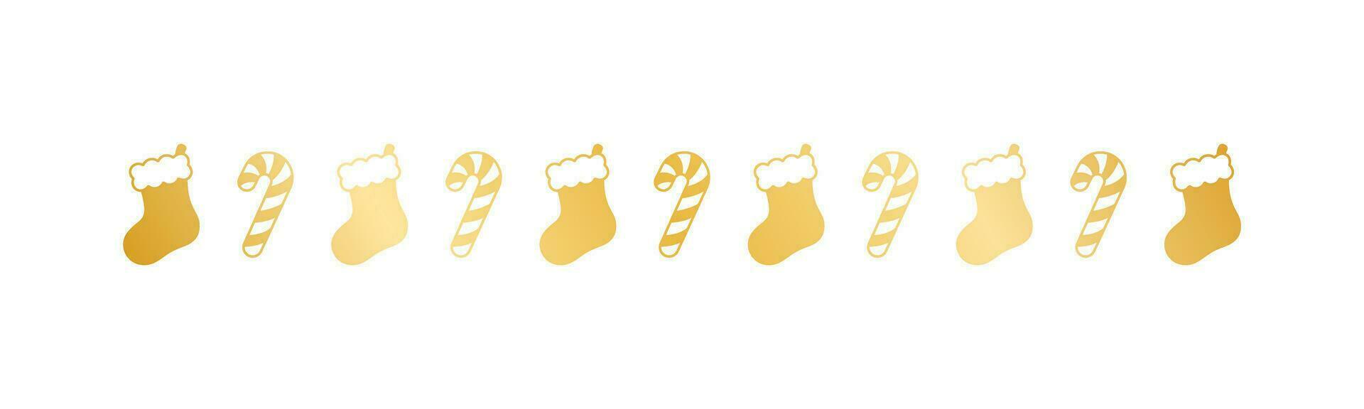 oro Navidad temática decorativo frontera y texto divisor, Navidad media y caramelo caña modelo silueta. vector ilustración.