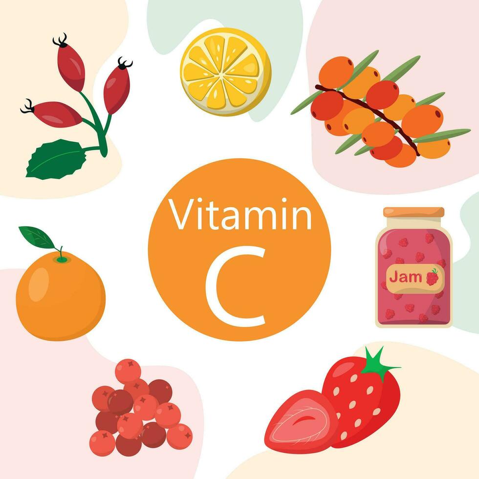 Vector infographic about vitamin C