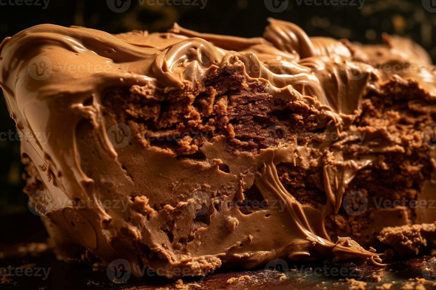 Delicious chocolate cake or cream bar close up shot. AI Generated photo