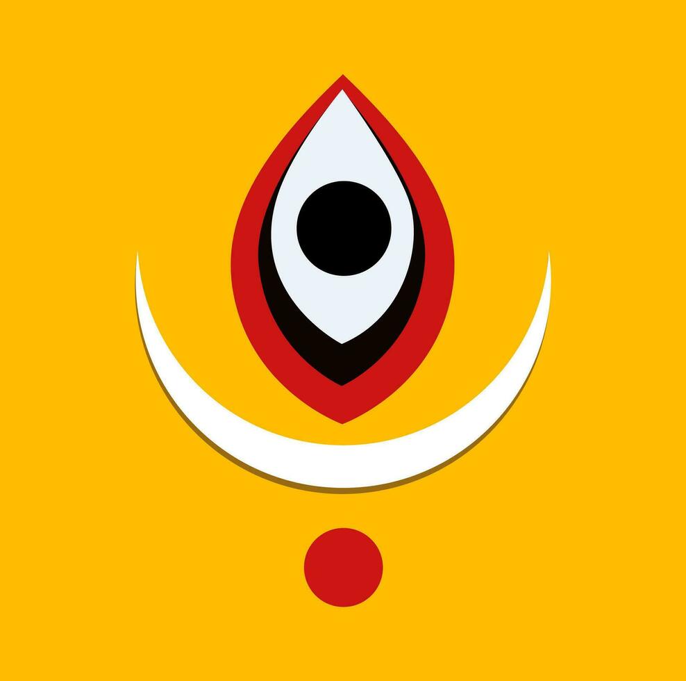 Lord Durga third eye with white half moon vector icon.