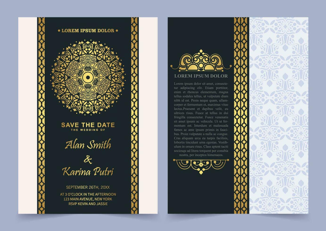 Luxury wedding invitation in mandala vector