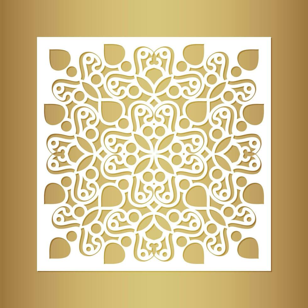 mandala decorativo papel cortar línea vector