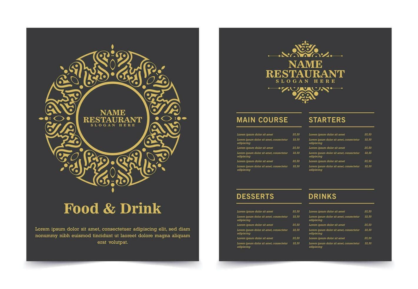 Menu Layout with ornamental Elements vector