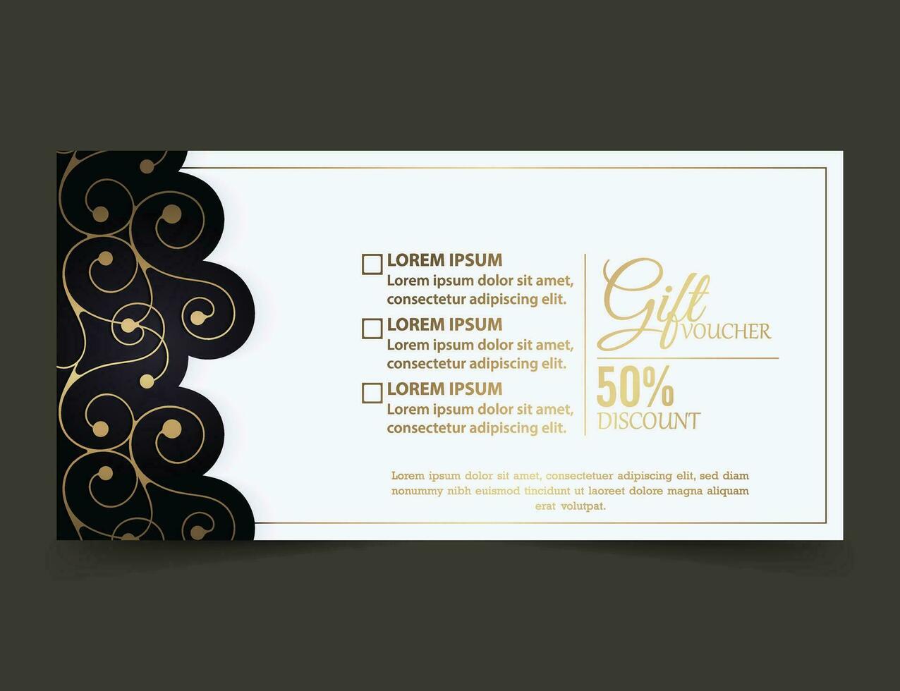 Luxury gold mandala gift voucher template vector
