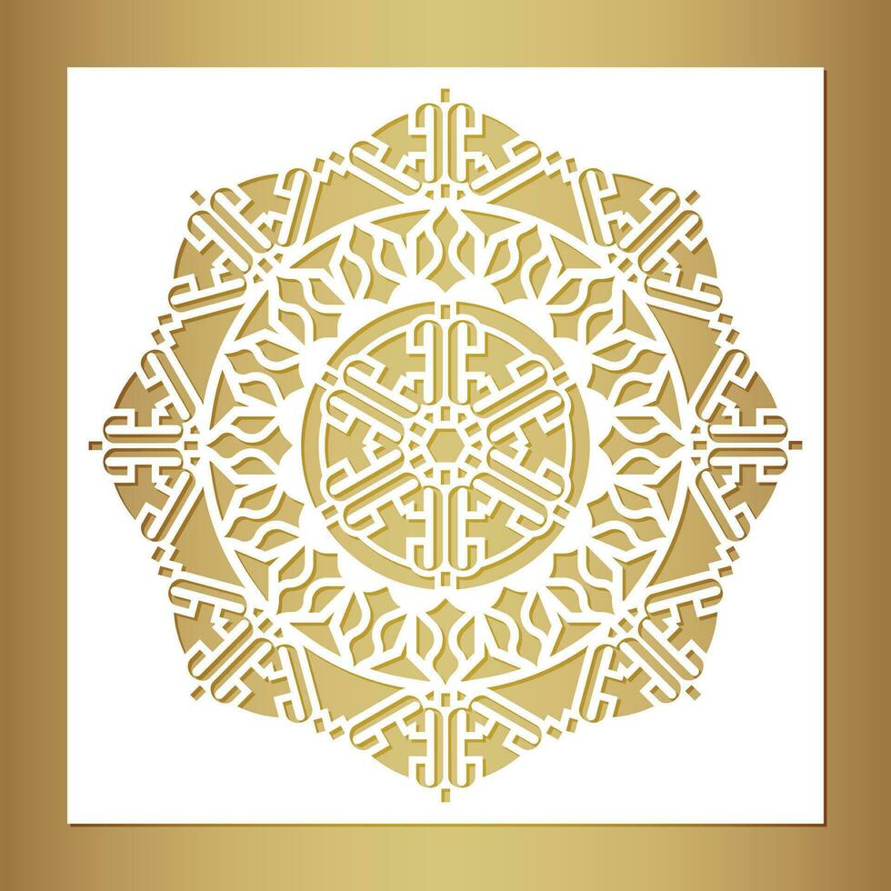 mandala decorativo papel cortar línea vector