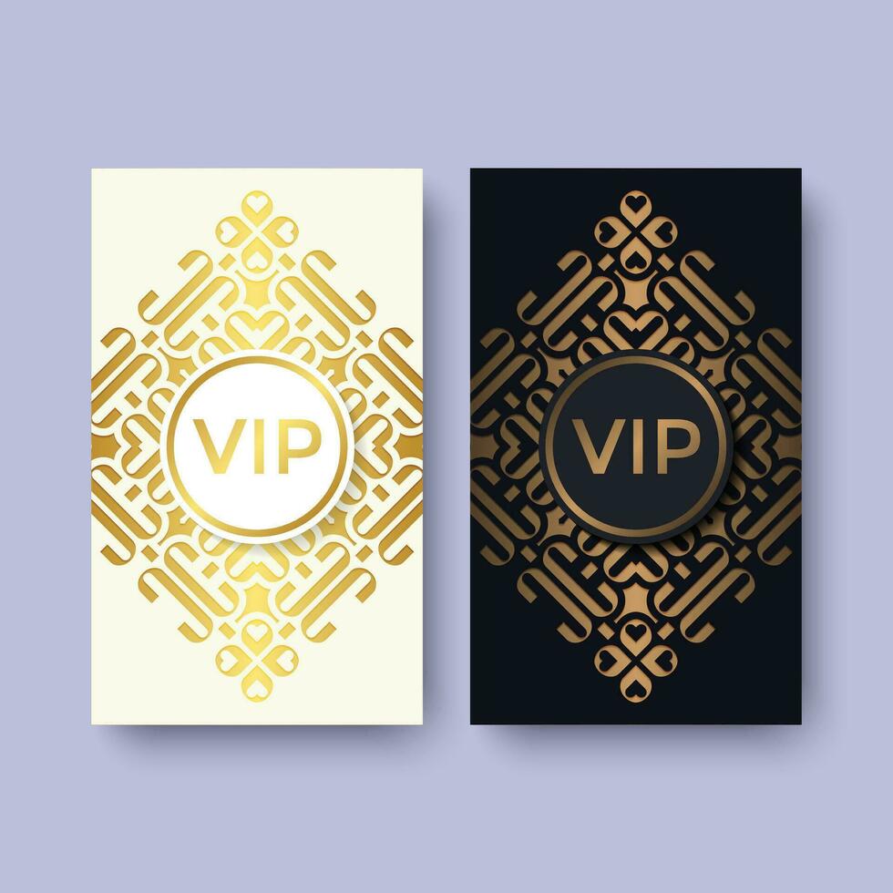 luxury white and black VIP card ornament pattern vector