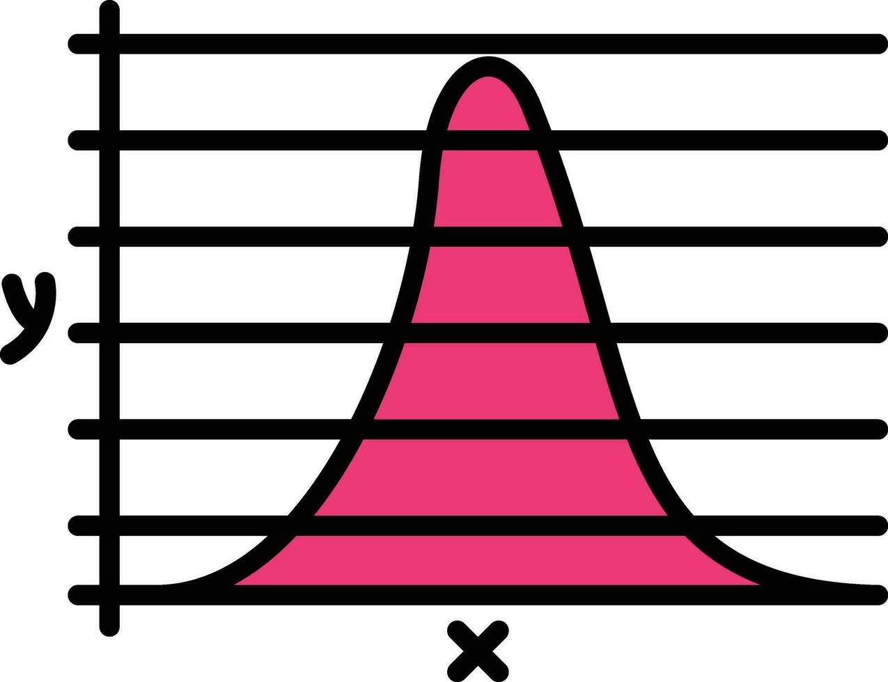 campana curva en grafico vector icono