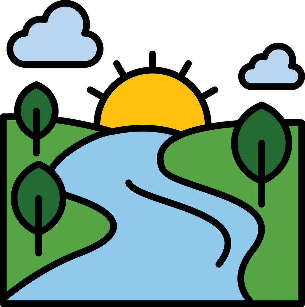río paisaje vector icono